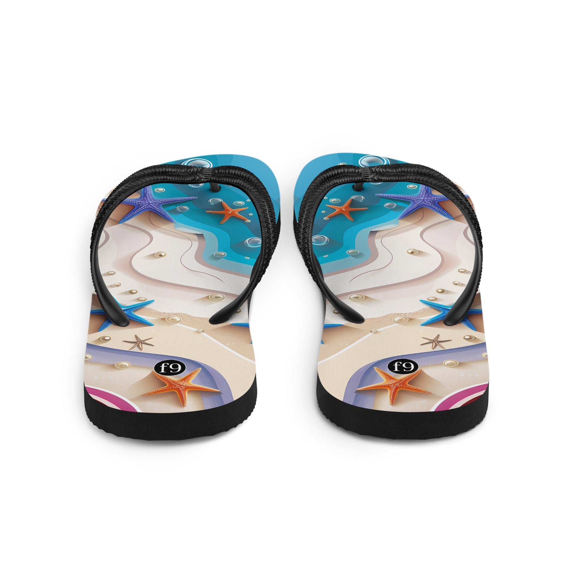 Tide Muse Series Sublimation Flip Flop – rhythmic sea design by f9artist, lightweight summer sandal
