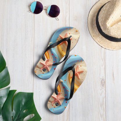 Tide Muse Series Sublimation Flip Flop – rhythmic sea design by f9artist, lightweight summer sandal