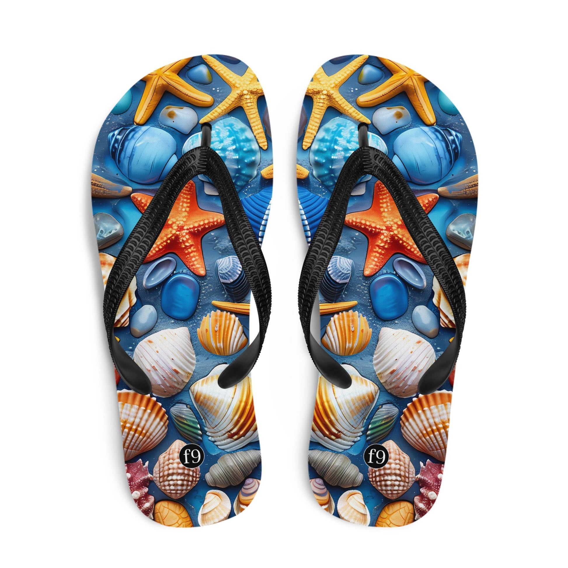 Tide Muse Series Sublimation Flip Flop – rhythmic sea design by f9artist, lightweight summer sandal