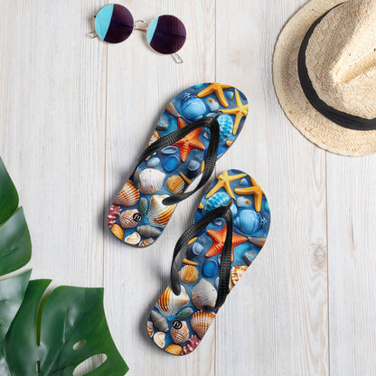 Tide Muse Series Sublimation Flip Flop – rhythmic sea design by f9artist, lightweight summer sandal