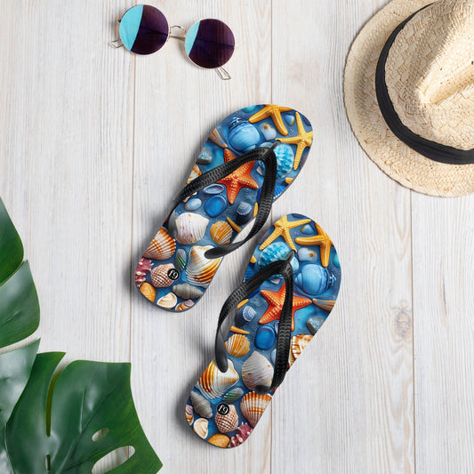 Tide Muse Series Sublimation Flip Flop – rhythmic sea design by f9artist, lightweight summer sandal