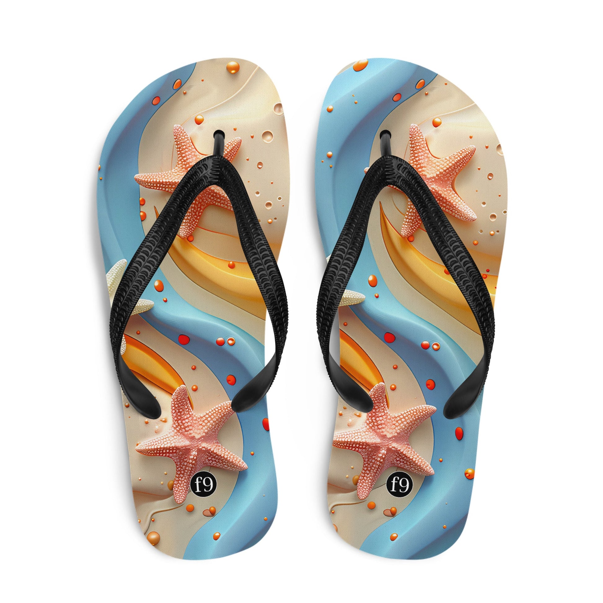 Tide Muse Series Sublimation Flip Flop – rhythmic sea design by f9artist, lightweight summer sandal