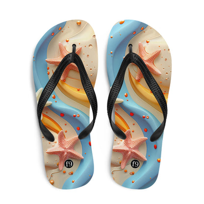 Tide Muse Series Sublimation Flip Flop – rhythmic sea design by f9artist, lightweight summer sandal
