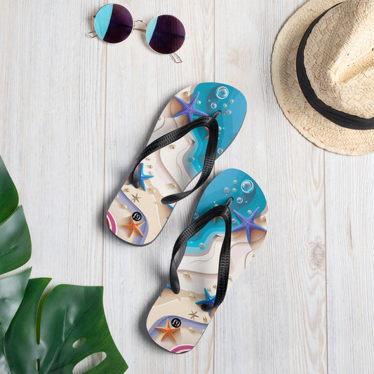 Tide Muse Series Sublimation Flip Flop – rhythmic sea design by f9artist, lightweight summer sandal