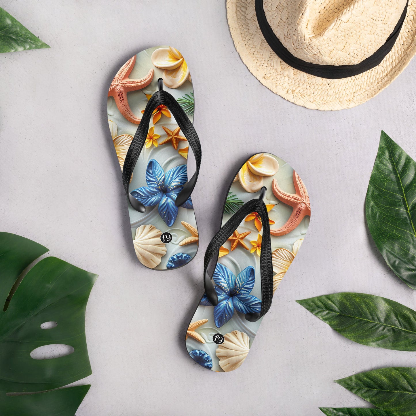 Tide Muse Series Sublimation Flip Flop – rhythmic sea design by f9artist, lightweight summer sandal