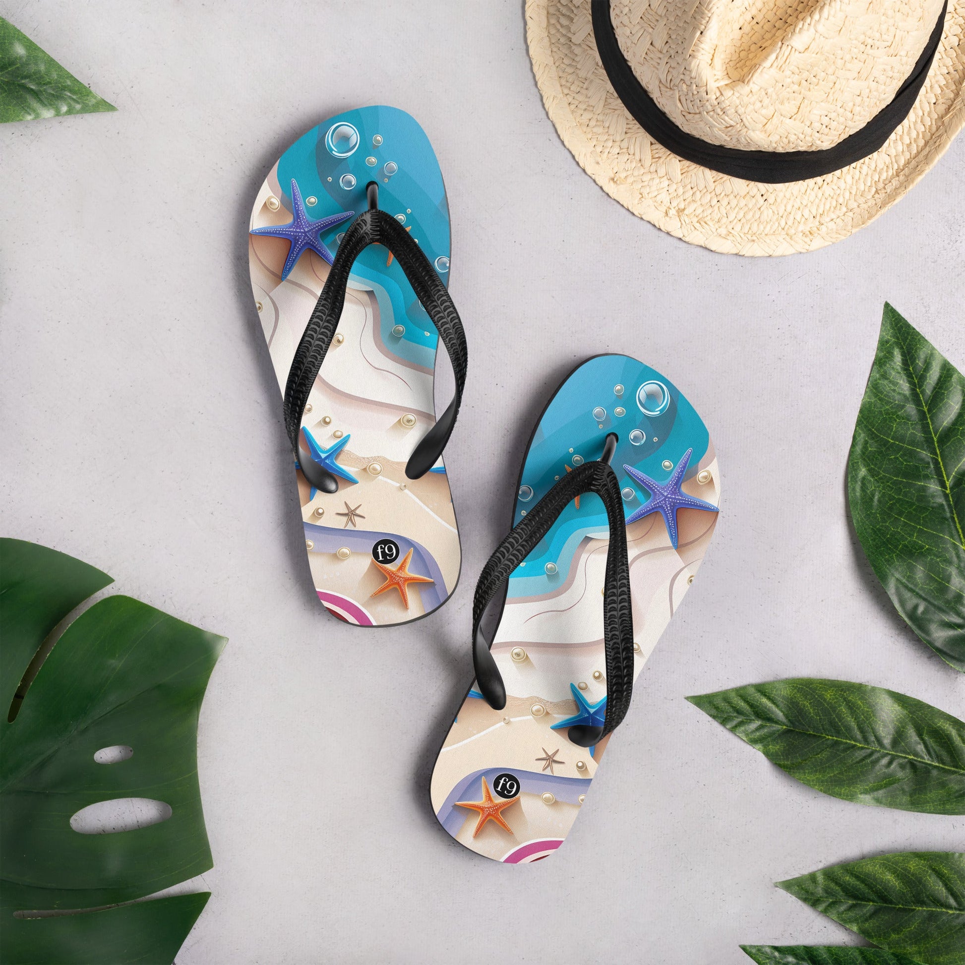 Tide Muse Series Sublimation Flip Flop – rhythmic sea design by f9artist, lightweight summer sandal