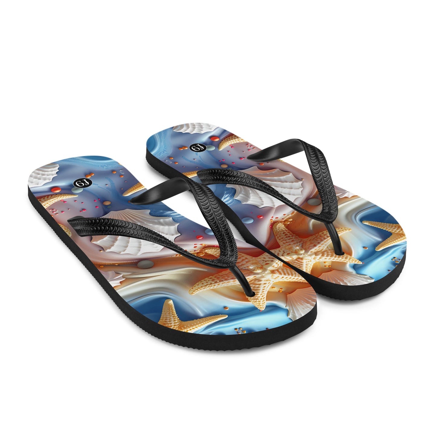 Tide Muse Series Sublimation Flip Flop – rhythmic sea design by f9artist, lightweight summer sandal