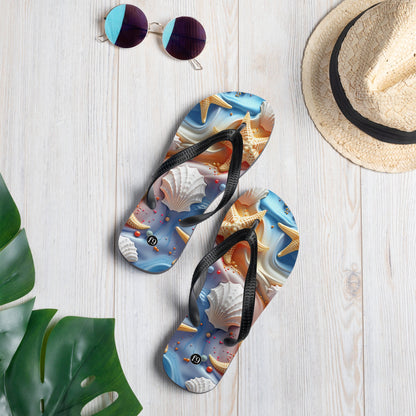 Tide Muse Series Sublimation Flip Flop – rhythmic sea design by f9artist, lightweight summer sandal