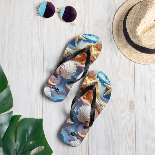 Tide Muse Series Sublimation Flip Flop – rhythmic sea design by f9artist, lightweight summer sandal