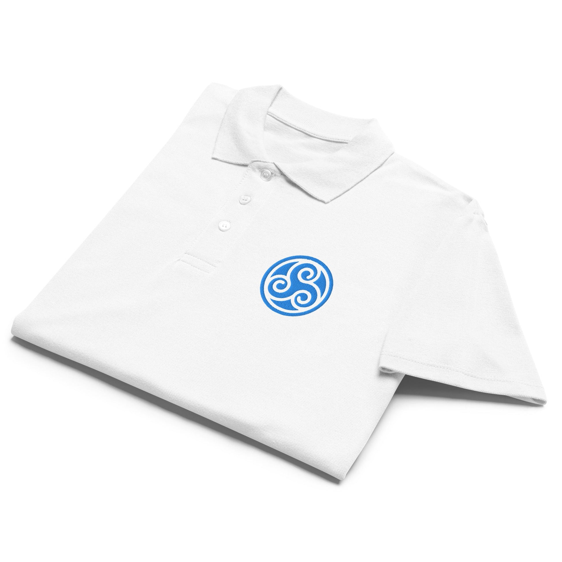 Water symbol embroidered premium pique polo shirt - f9artist