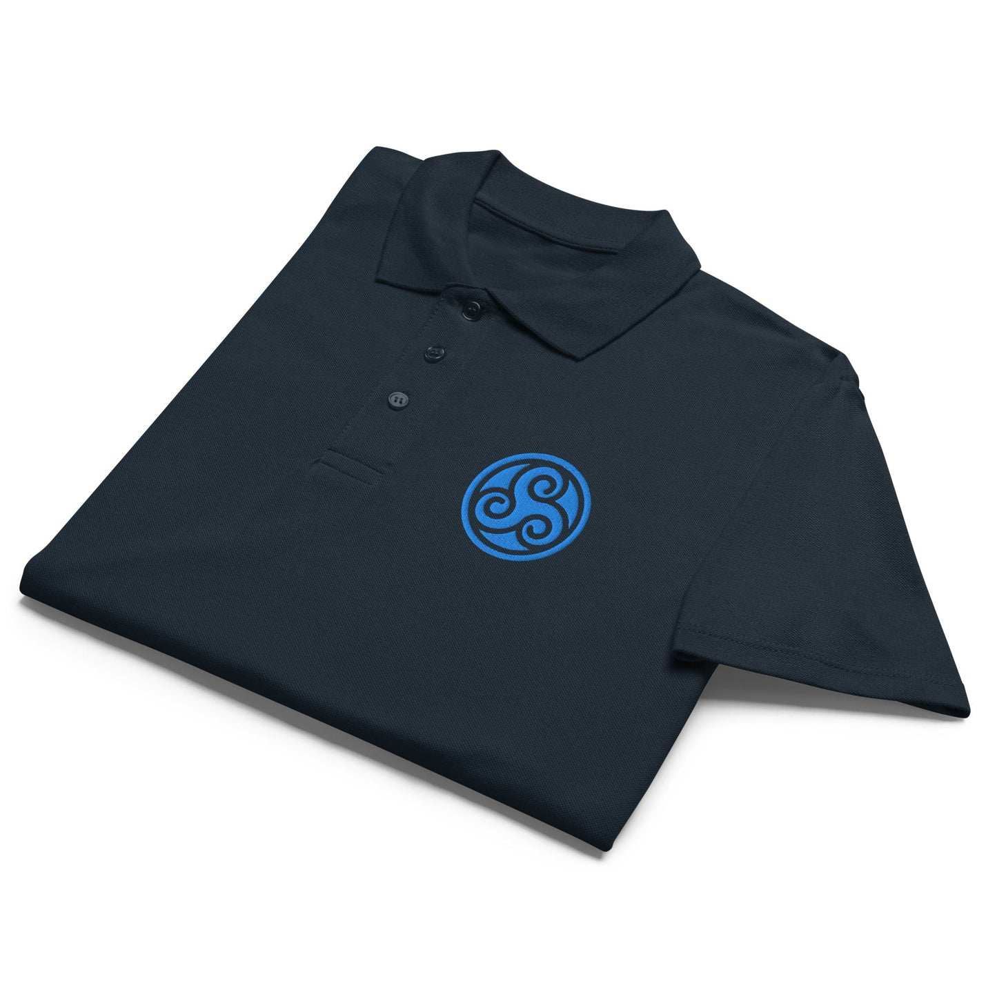 Water symbol embroidered premium pique polo shirt - f9artist