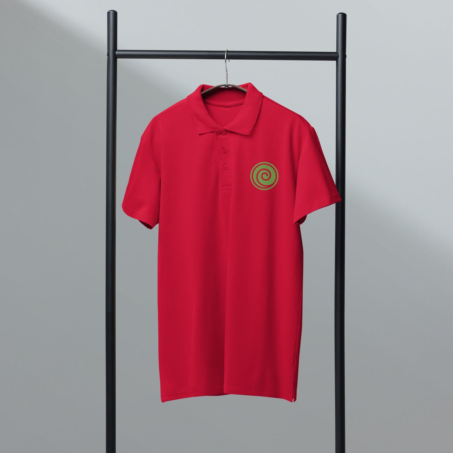 Wind symbol embroidered premium pique polo shirt - f9artist