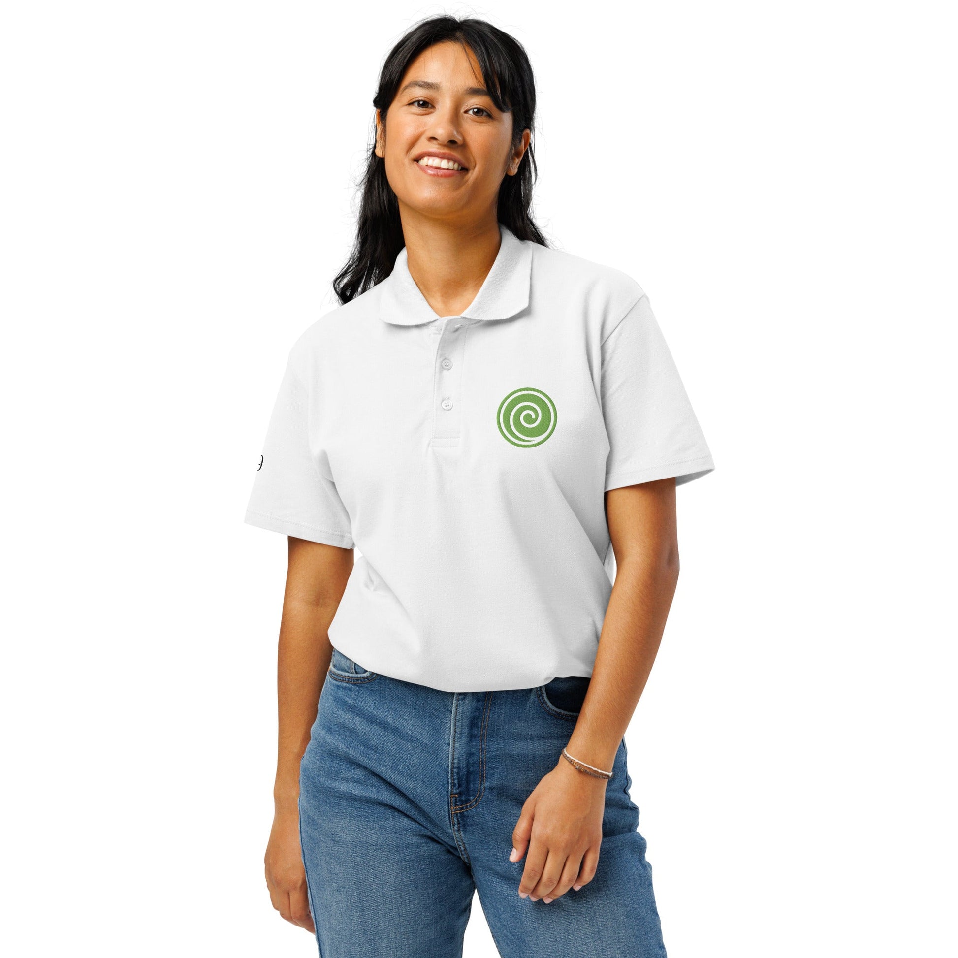 Wind symbol embroidered premium pique polo shirt - f9artist
