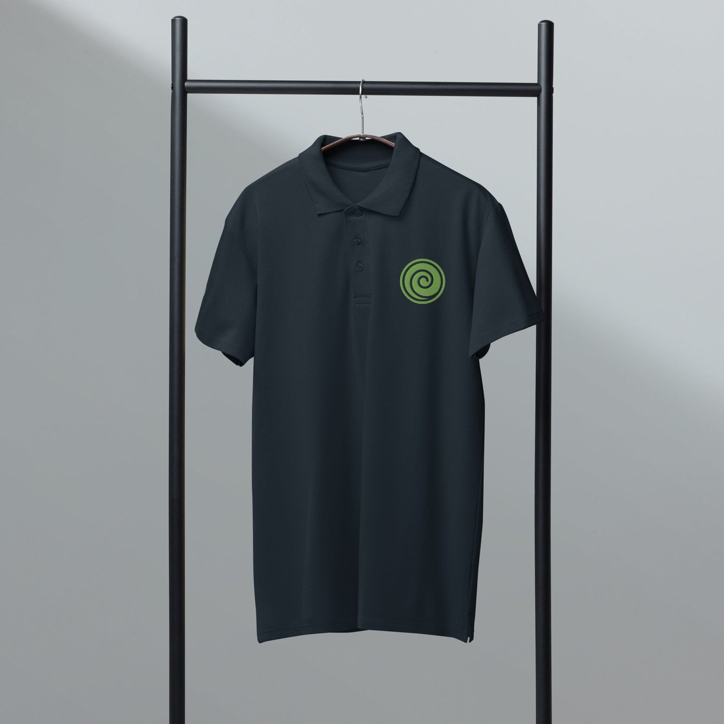 Wind symbol embroidered premium pique polo shirt - f9artist