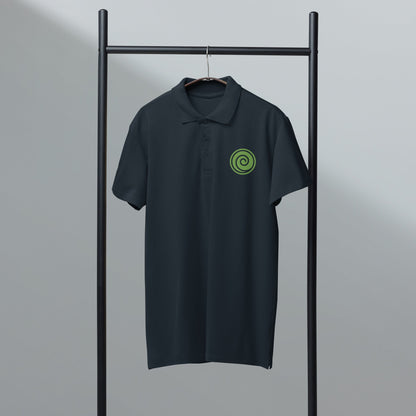 Wind symbol embroidered premium pique polo shirt - f9artist