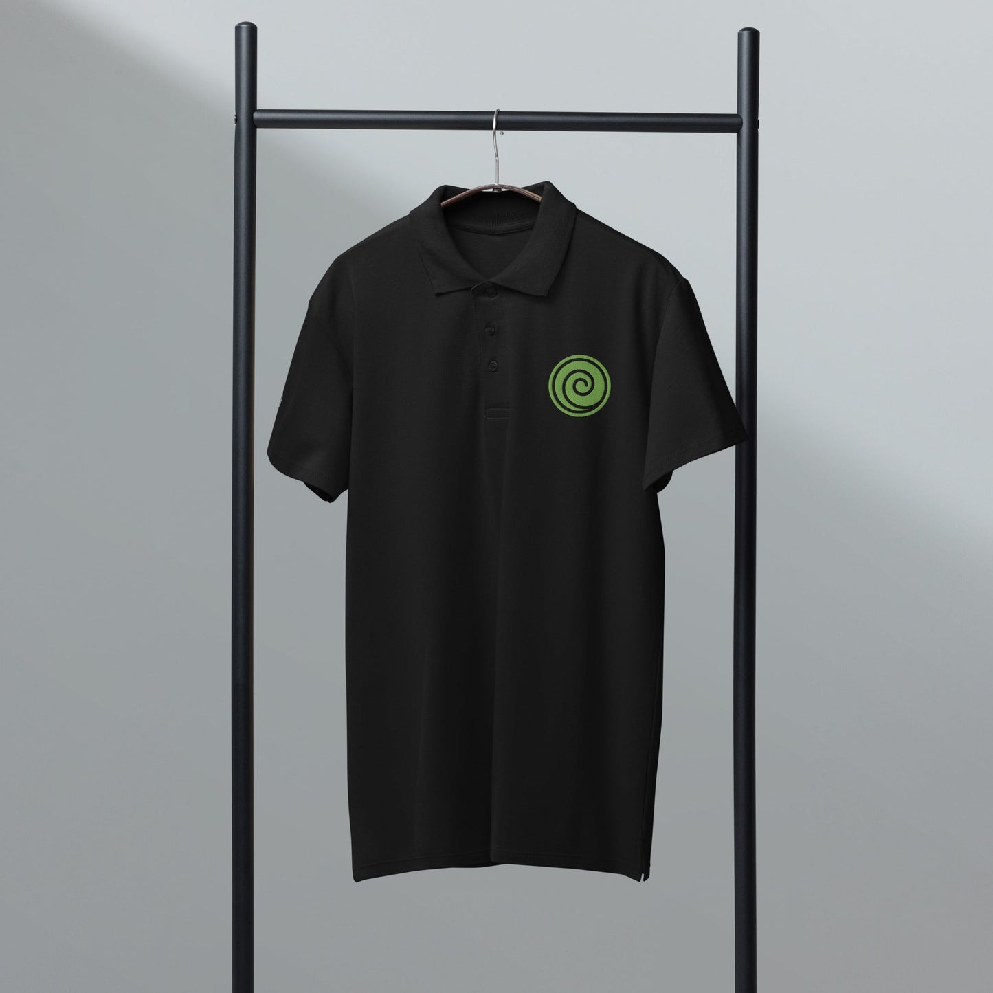 Wind symbol embroidered premium pique polo shirt - f9artist