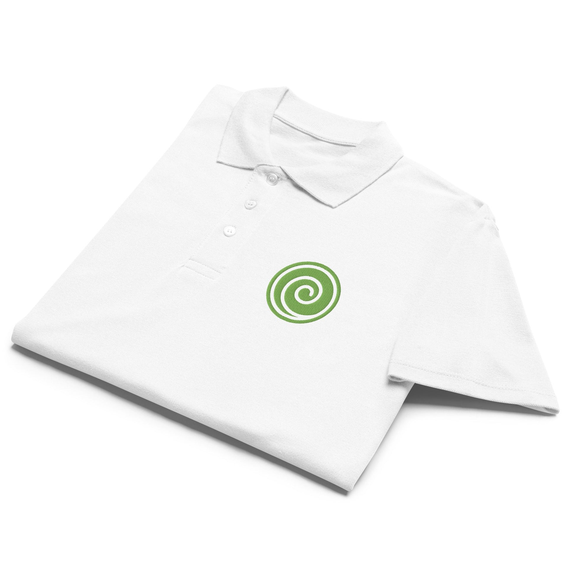 Wind symbol embroidered premium pique polo shirt - f9artist