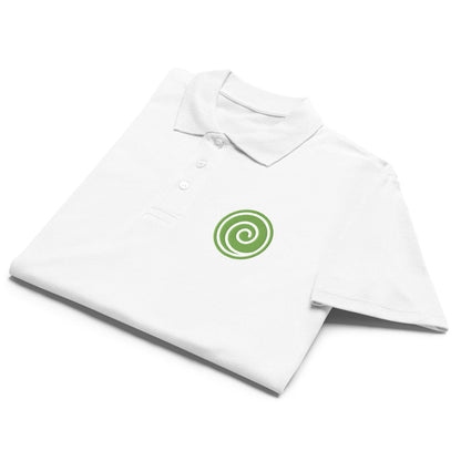 Wind symbol embroidered premium pique polo shirt - f9artist