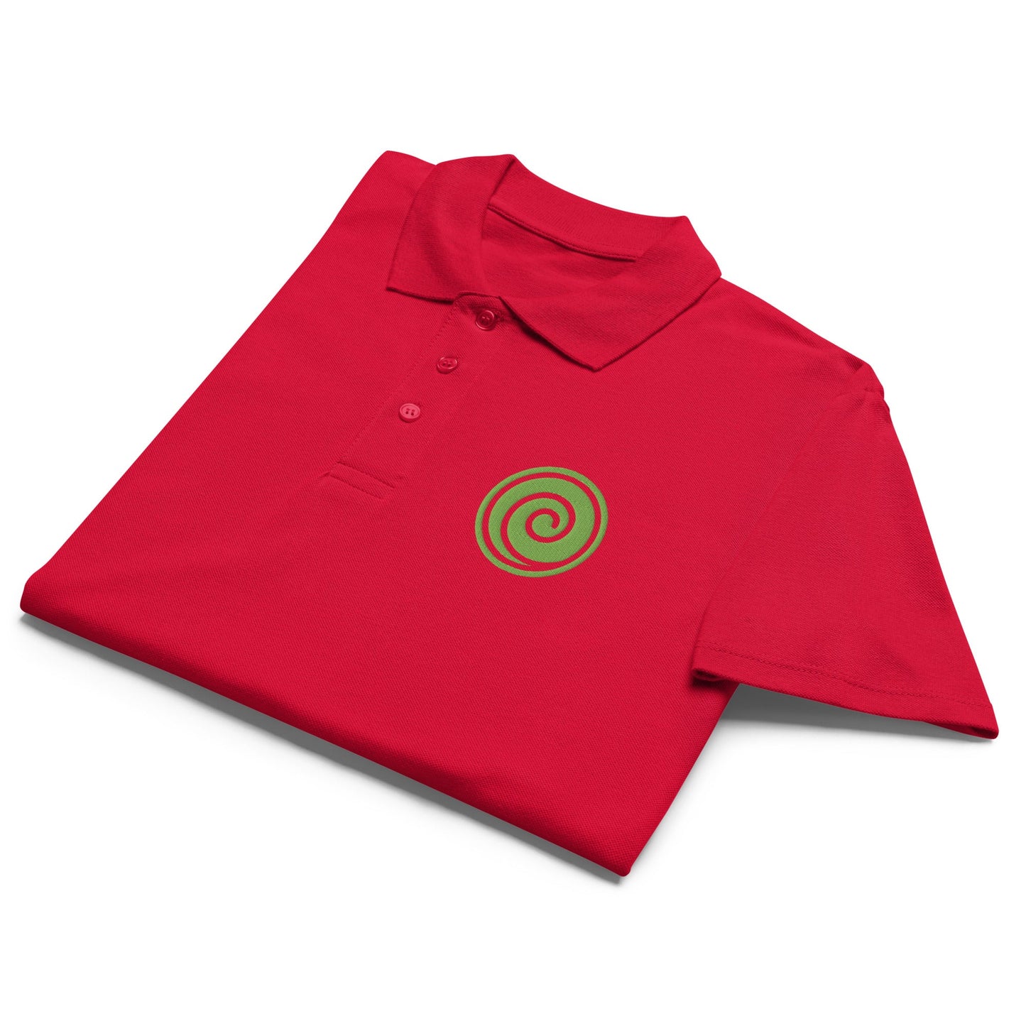 Wind symbol embroidered premium pique polo shirt - f9artist