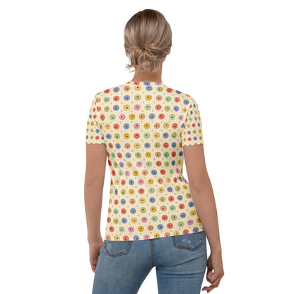 Women's Crew Neck T-Shirt – Smiling Face All - Over Print - f9artist
