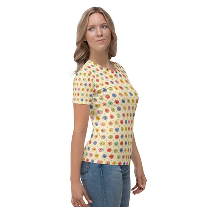 Women's Crew Neck T-Shirt – Smiling Face All - Over Print - f9artist